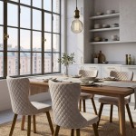 Σετ από καρέκλες Lisbon τοποθετημένες σε μια φωτεινή, minimal κουζίνα-τραπεζαρία με βιομηχανικό παράθυρο και φυσικό φωτισμό. (Thumb 4)