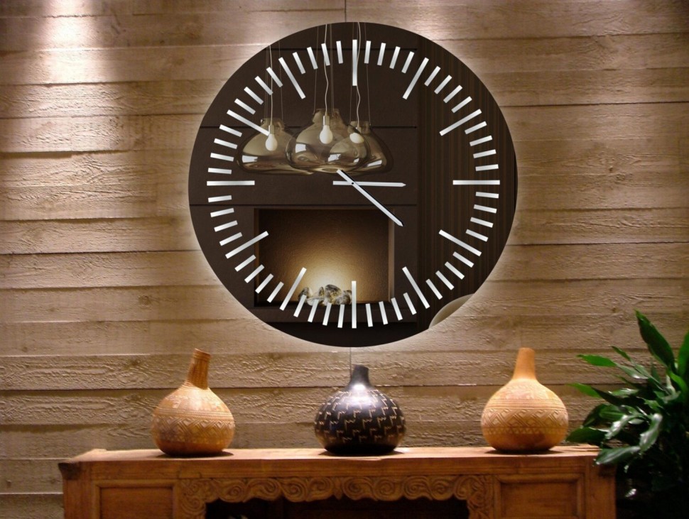 Γυάλινος Φωτιζόμενος Καθρέφτης Ρολόι N40 Φ104cm (Preview 2)