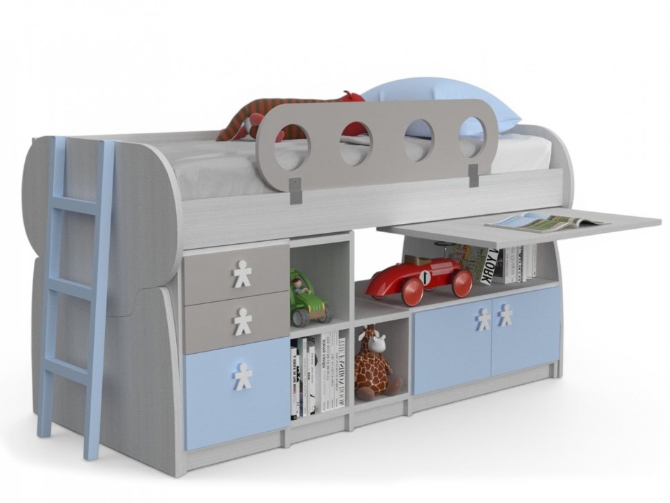 Κουκέτα Work N' Play για στρώμα 90x190cm με αποθηκευτικούς χώρους και γραφείο 02.00013 (Preview 1)