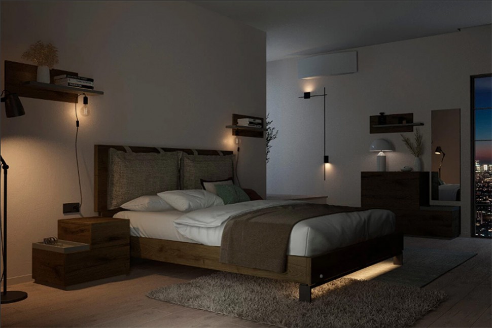 Μοντέρνο κρεβάτι ύπνου LETTO σε σκοτεινό χώρο και Led φωτισμό. (Preview 17)