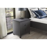 Μπλε σκούρο κομοδίνο LETTO με δύο συρτάρια σε φωτεινό υπνοδωμάτιο. (Thumb 10)