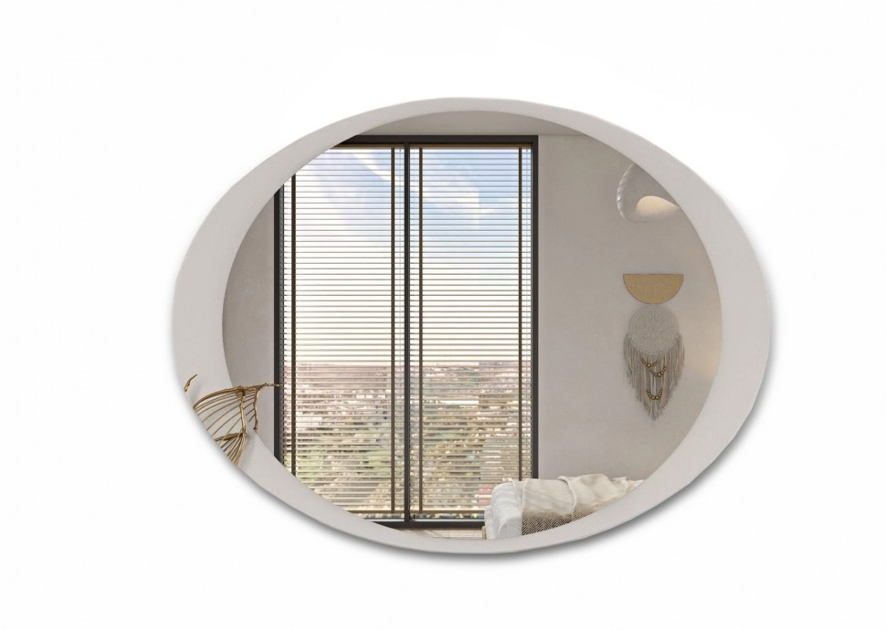 Στρογγυλός καθρέφτης LETTO με φυσικό φινίρισμα σε λευκό φόντο. (Preview 1)
