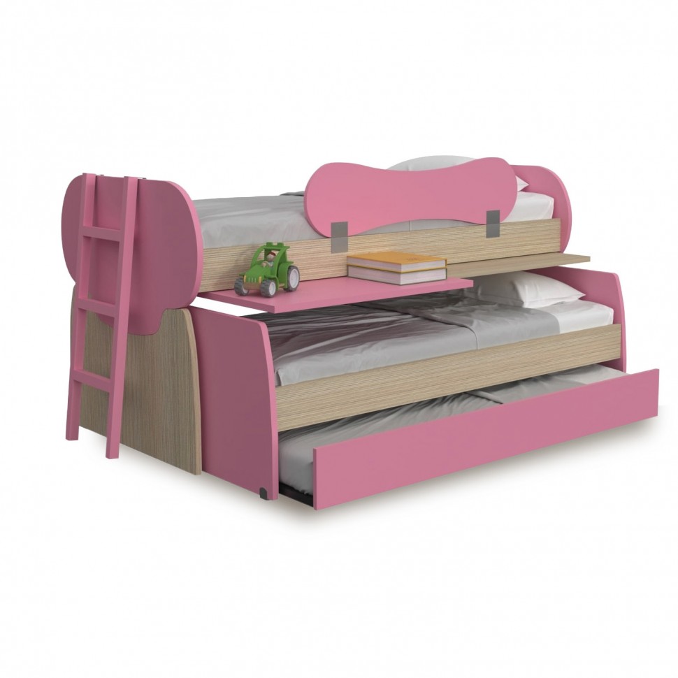 Κουκέτα Work & Play για στρώμα 90x190cm/90x200cm με μηχανισμό συρόμενου κρεβατιού & επιφάνειες γραφείων 02.00012 (Preview 1)