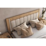 Λεπτομέρεια κεφαλαριού κρεβατιού LETTO με επένδυση υφάσματος και ξύλινο πλαίσιο σε μοντέρνα σκανδιναβική αισθητική. (Thumb 4)