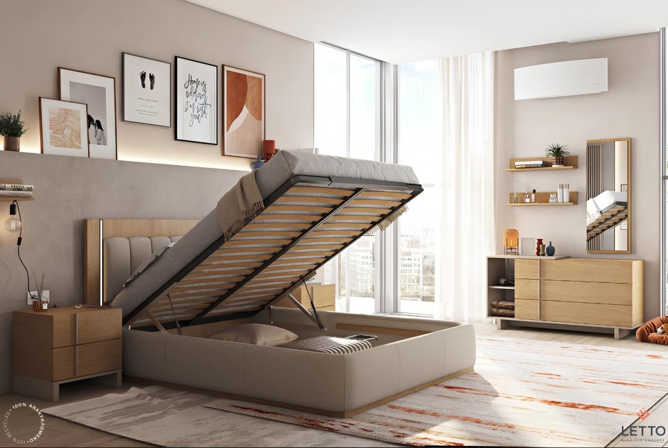Κρεβάτι LETTO με μηχανισμό ανάκλισης και αποθηκευτικό χώρο κάτω από το στρώμα, custom made design. (Preview 7)