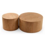 Ξύλινα στρογγυλά τραπεζάκια Toledo, coffee table και side table, τοποθετημένα δίπλα-δίπλα σε λευκό φόντο. (Thumb 2)