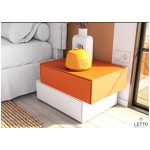 Κομοδίνο με μοντέρνο γεωμετρικό design σε πορτοκαλί και λευκό, με κεραμικά διακοσμητικά. (Thumb 2)
