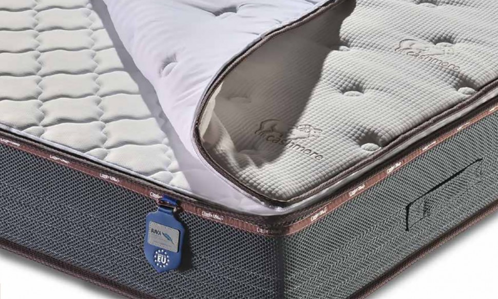 Επάνω όψη στρώματος Riva Bedding Mercury με καπιτονέ cashmere ύφασμα και ανάγλυφο μοτίβο. (Preview 2)