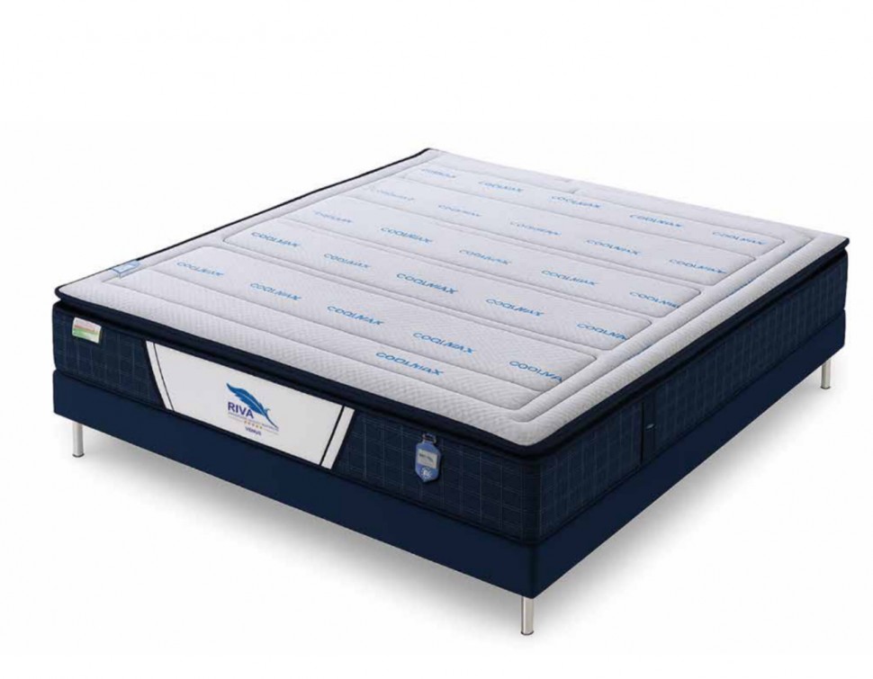 Premium στρώμα ύπνου Vnus RIVA Coolmax με μπλε επένδυση, ύφασμα Coolmax και εργονομικό σχεδιασμό. (Preview 1)