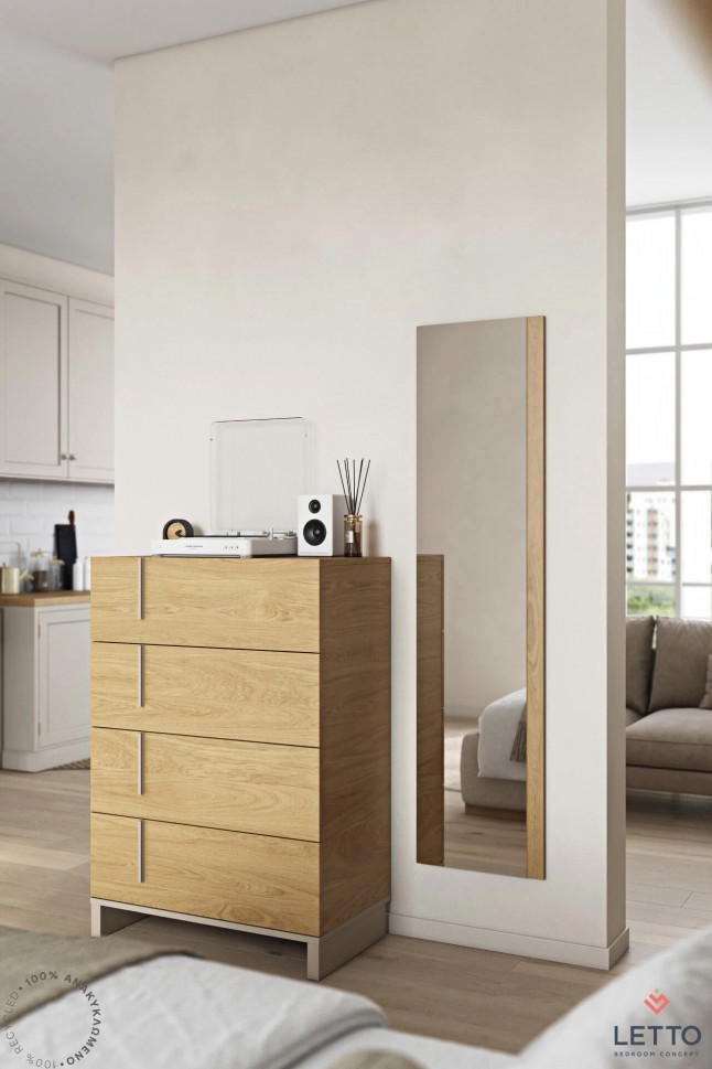 Πλάγια όψη καθρέφτη LETTO σε minimal εσωτερικό χώρο με φυσικό ξύλο και ουδέτερους τόνους. (Preview 3)