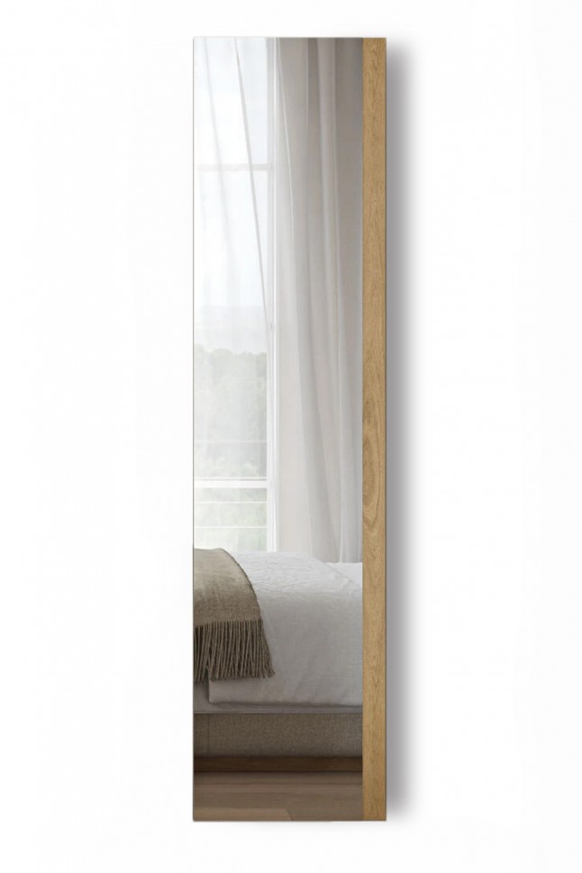Καθαρή παρουσίαση καθρέφτη LETTO με λεπτό ξύλινο πλαίσιο σε λευκο φόντο υπνοδωματίου. (Preview 1)