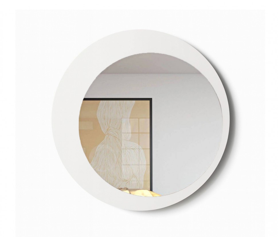 Minimal καθρέφτης LETTO με λευκή κορνίζα και στρογγυλό σχήμα σε λευκό φόντο. (Preview 1)