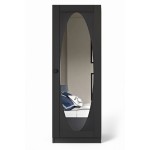 Ντουλάπι LETTO μαύρο με καθρέφτη οβάλ σε minimal design για υπνοδωμάτιο. (Thumb 1)