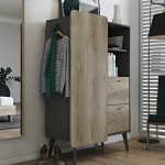Έπιπλο LETTO σε scandi στυλ με μαύρη βάση και φυσικό ξύλο, διακοσμημένο με μπουκάλια και κάδρα. (Thumb 12)