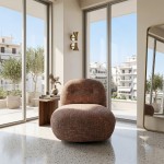 Η lounge πολυθρόνα Baltik τοποθετημένη σε ένα φωτεινό, minimal σαλόνι με μεγάλες τζαμαρίες και terrazzo δάπεδο. (Thumb 5)