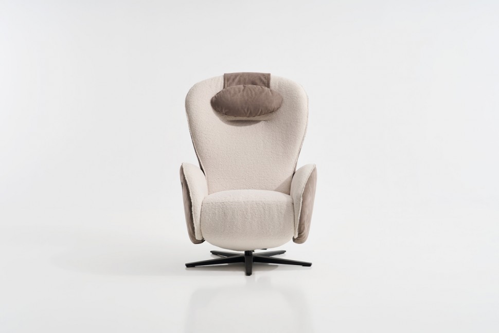 Πολυθρόνα relax Oval σε ανοιχτόχρωμο ύφασμα – μπροστινή όψη. (Preview 8)