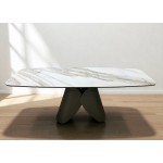 Design τραπέζι φαγητού με επιφάνεια τύπου μαρμάρου και σταθερή μεταλλική βάση. (Thumb 6)