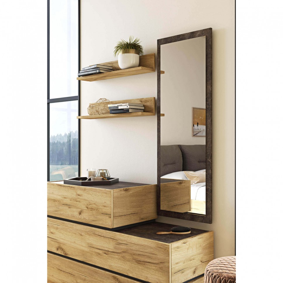 Συρταριέρα Loft με ράφια και καθρέφτη δίπλα σε παράθυρο με φυσικό φως. (Preview 8)