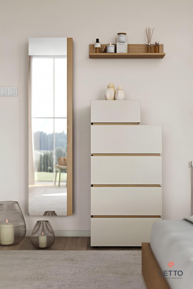 Ψηλή συρταριέρα Loft με ράφια και ολόσωμο κλειστό καθρέφτη-ντουλάπι. (Preview 13)