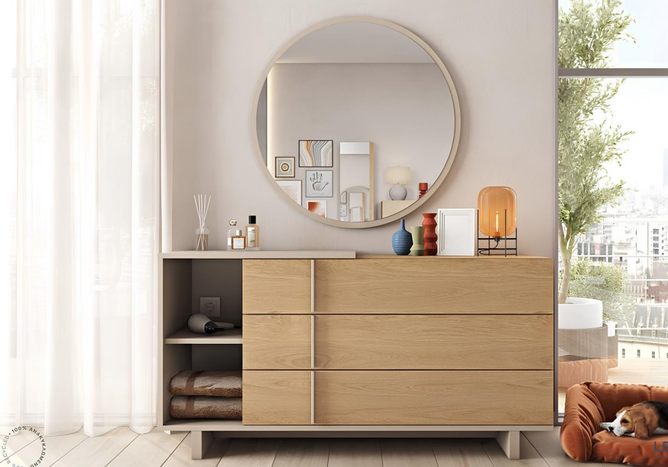 Συρταριέρα LETTO με τρία μεγάλα συρτάρια και ανοιχτό ράφι για αποθήκευση. (Preview 12)
