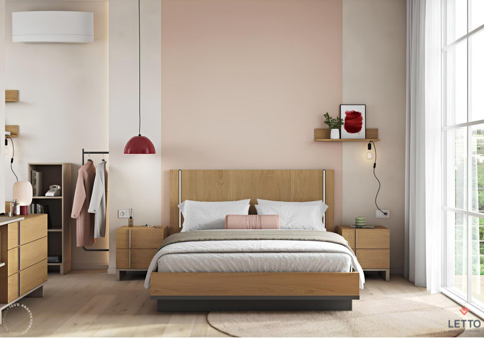 Μοντέρνο κρεβάτι ύπνου LETTO σε σκανδιναβικό στιλ, φωτισμό led και boho διακόσμηση. (Preview 3)