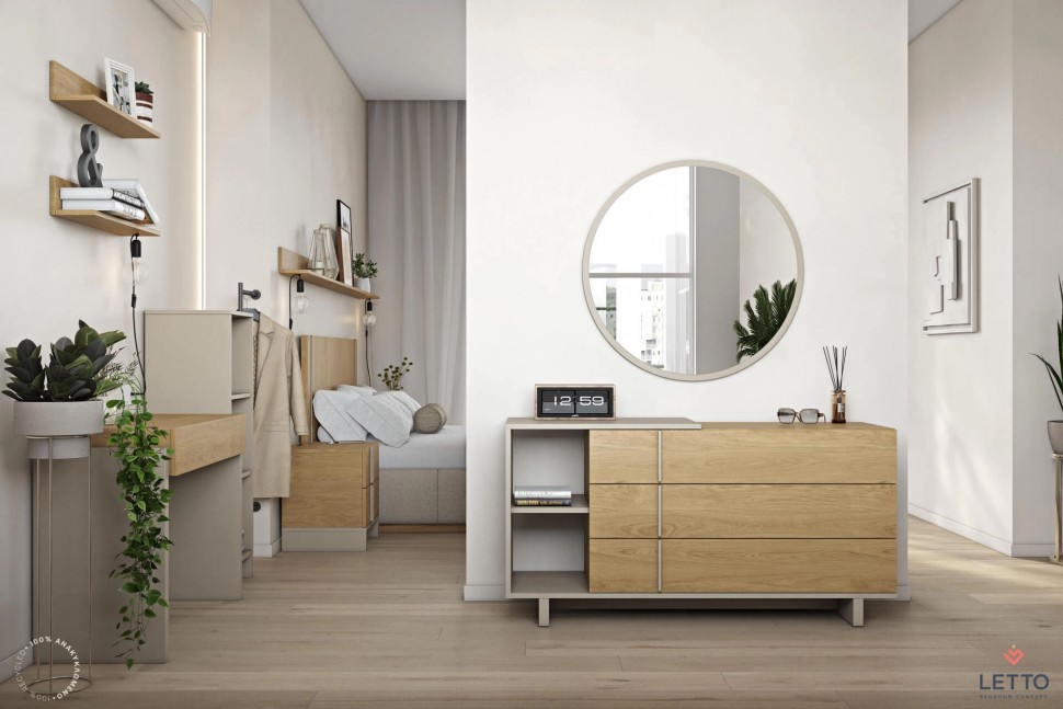 Συρταριέρα LETTO με τρία μεγάλα συρτάρια και ανοιχτό ράφι για αποθήκευση. (Preview 11)