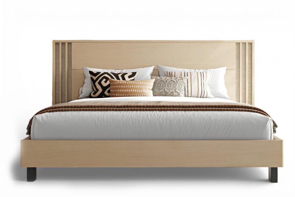 Minimal κρεβάτι Letto Cliff με κάθετες διακοσμητικές λεπτομέρειες, σε λευκό φόντο. (Preview 1)