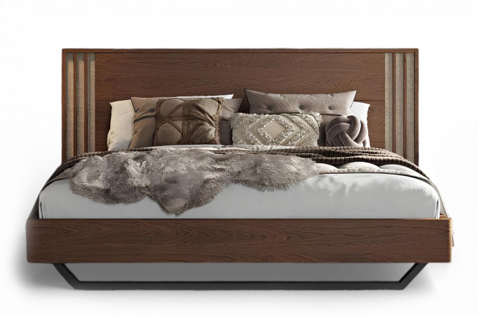 Minimal κρεβάτι Letto Cliff με κάθετες διακοσμητικές λεπτομέρειες, σε λευκό φόντο. (Preview 1)