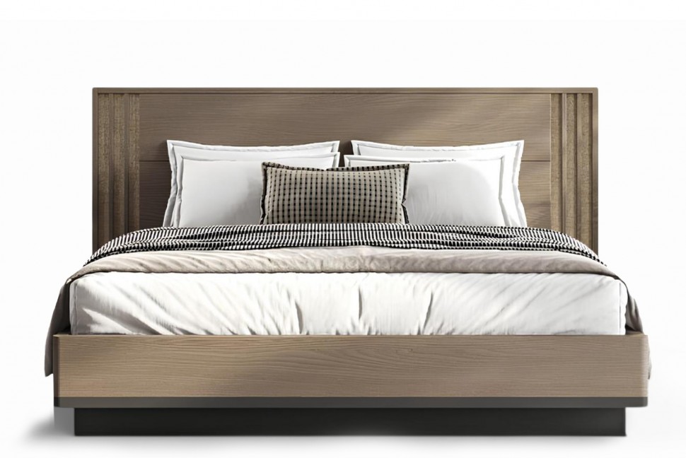 Minimal κρεβάτι Letto Cliff με κάθετες διακοσμητικές λεπτομέρειες, σε λευκό φόντο. (Preview 1)