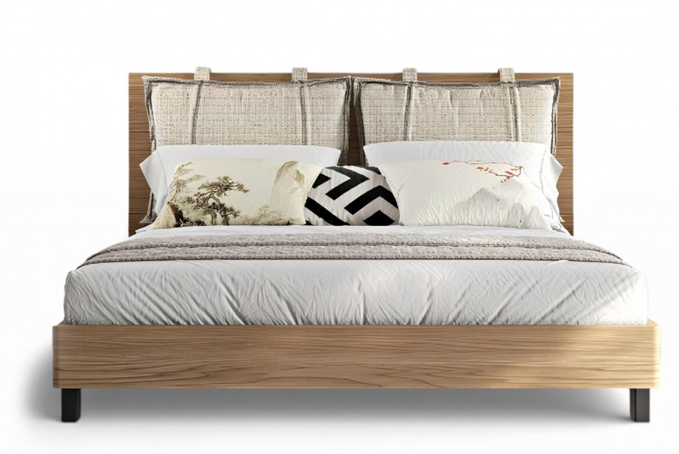 Minimal κρεβάτι Letto Notte με μαξιλάρια, σε λευκό φόντο. (Preview 1)
