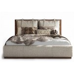 Minimal κρεβάτι Letto Notte με μαξιλάρια και ντυμένο ποδαρικό σε λευκό φόντο. (Thumb 1)