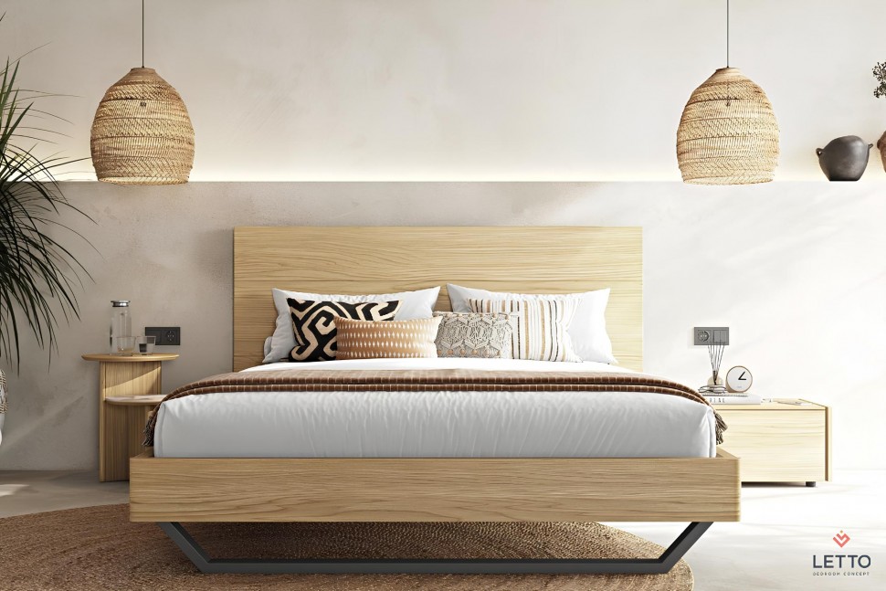 Minimal κρεβάτι Letto Notte χωρίς μαξιλάρια και μεταλλική βάση, σε μοντέρνο υπνοδωμάτιο. (Preview 5)