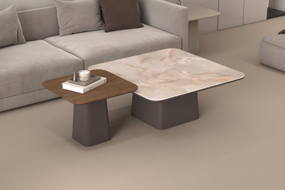 Σύνθεση coffee tables με κεραμικό και λακαριστό καπάκι, τοποθετημένα με ασύμμετρο τρόπο στον χώρο. (Preview 6)