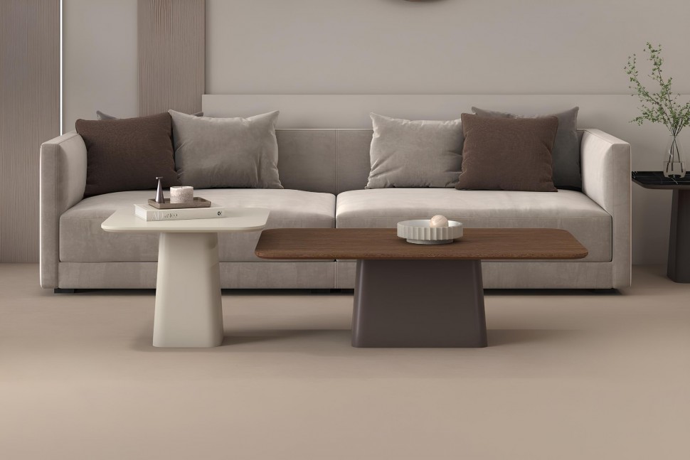 Custom coffee tables σε διαφορετικά ύψη με συνδυασμό υλικών και χρωμάτων, σε minimal καθιστικό. (Preview 9)
