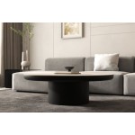 Coffee table με κεραμικό Travertino 3D σε μοντέρνο καθιστικό, με έμφαση στον χαμηλό όγκο και τη στιβαρή βάση. (Thumb 4)