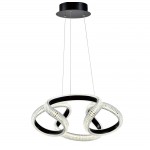 Κρεμαστό φωτιστικό μοντέρνου design με αλληλοπλεκόμενους φωτεινούς δακτυλίους, μαύρο μεταλλικό σκελετό και κρυσταλλική υφή. (Thumb 2)