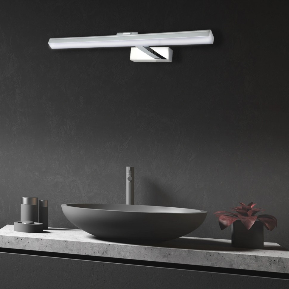 Γραμμικό φωτιστικό τοίχου LED σε ασημί χρώμα, ιδανικό για φωτισμό σε καθρέπτη μπάνιου. (Preview 6)