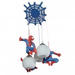 Παιδικό κρεμαστό φωτιστικό οροφής Spider-Man με μπλε βάση σε σχήμα ιστού αράχνης και τρεις λευκές γυάλινες μπάλες φωτισμού. (Thumb 1)