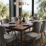 Σετ από καρέκλες Nikol γύρω από μια στιβαρή ξύλινη τραπεζαρία σε έναν φωτεινό χώρο με κλασικά χαλιά και minimal διακόσμηση. (Thumb 2)