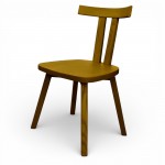 Μινιμαλιστική ξύλινη καρέκλα Loft σε μουσταρδί ματ απόχρωση με εργονομική πλάτη και λευκό φόντο. (Thumb 1)