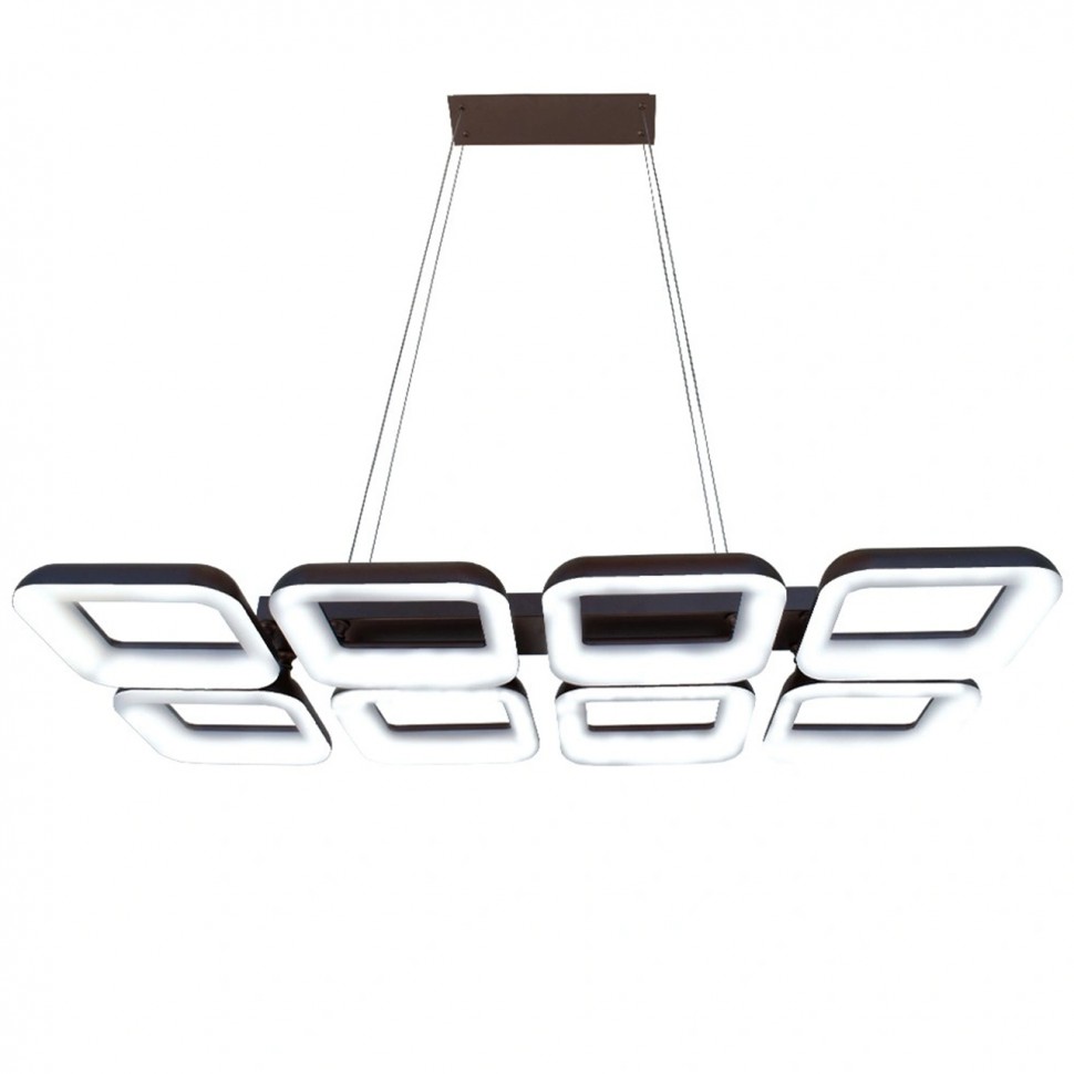 Κρεμαστό modular LED φωτιστικό 8937H-8 με οκτώ γεωμετρικά δαχτυλίδια σε χρωμιωμένη βάση, σε λευκό φόντο. (Preview 1)
