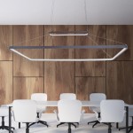 Γραμμικό φωτιστικό LED 8916H-2 τοποθετημένο πάνω από λευκή τράπεζα συνεδριάσεων σε χώρο με ξύλινη επένδυση τοίχου και minimal αισθητική. (Thumb 2)