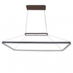 Μοντέρνο κρεμαστό LED φωτιστικό 8916H-2 με διπλό ορθογώνιο πλαίσιο σε σκούρο σκελετό και λευκό ακρυλικό διαχύτη, σε λευκό φόντο. (Thumb 1)
