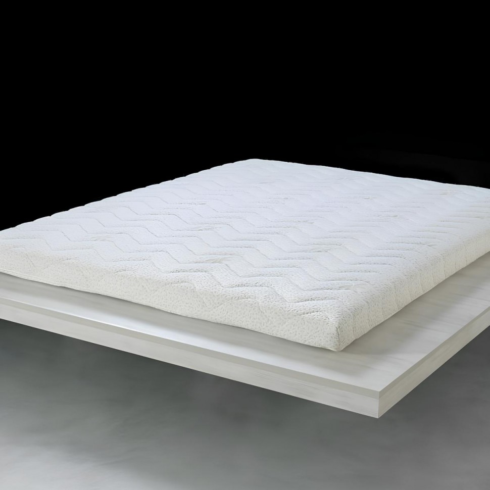 Το ανώστρωμα Latex Topper της La Luna τοποθετημένο πάνω σε minimal λευκή ξύλινη βάση κρεβατιού. (Preview 4)