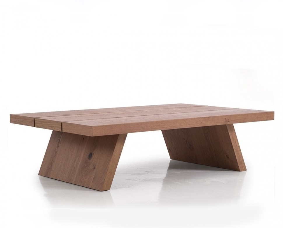 Μοντέρνο coffee table από φυσικό ξύλο δρυς με λοξές βάσεις και μίνιμαλ design – ιδανικό για σαλόνια σε σκανδιναβικό ή boho στυλ. (Preview 1)
