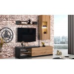 Η σύνθεση Sienna τοποθετημένη σε τοίχο με τούβλα (loft style), αναδεικνύοντας τον industrial χαρακτήρα της δίπλα σε ένα μεγάλο μεταλλικό ρολόι τοίχου. (Thumb 2)