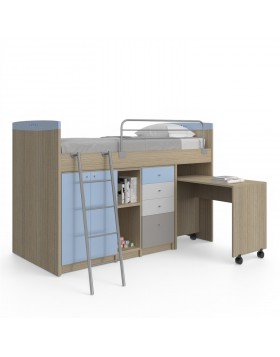 Κουκέτα Magic για στρώμα 90x190cm με αποθηκευτικούς χώρους και τροχήλατο γραφείο 02.00017