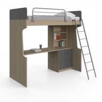 Κουκέτα Super Loft Με Βιβλιοθήκη και Γραφείο 02.00015