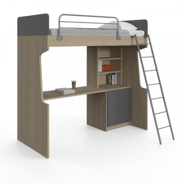 Κουκέτα Super Loft Με Βιβλιοθήκη και Γραφείο 02.00015