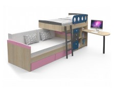 Κουκέτα Magic για στρώμα 90x190cm με γραφείο και Καναπές-Κρεβάτι με συρτάρια 02.00039